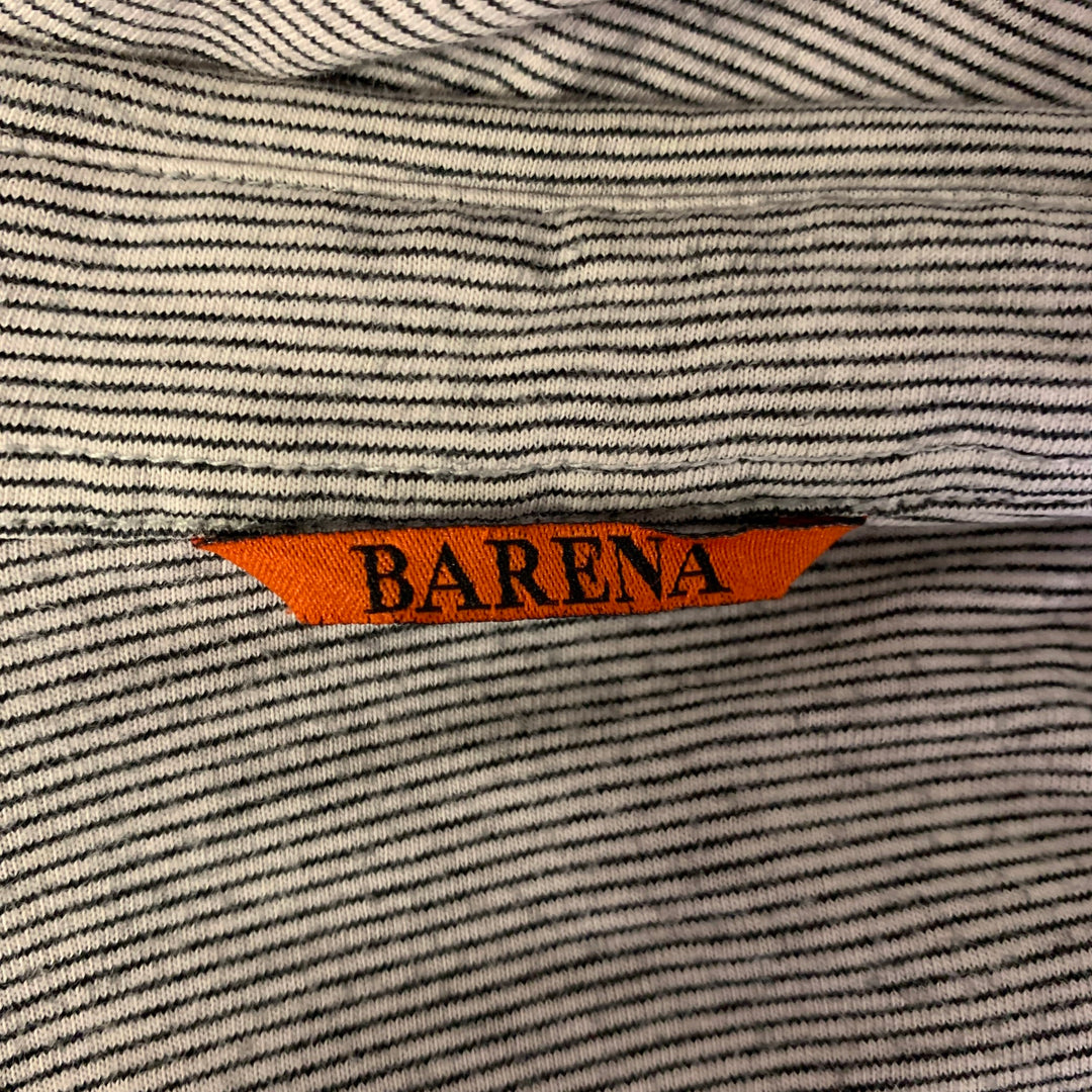 BARENA Size XL White Black Stripe Long Sleeve Knit Shirt