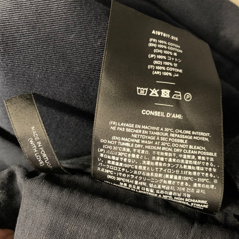 AMI Size 32 Navy A19T617.215 Solid Cotton Pleated Casual Pants