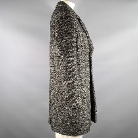 AMI by ALEXANDRE MATTIUSSI Size 40 Grey Black Herringbone Wool Blend Coat