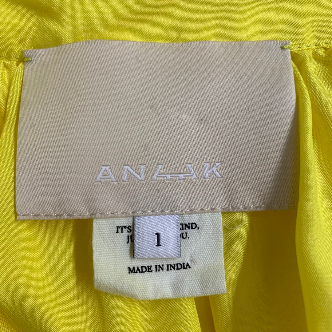 ANAAK Size S Yellow Silk Ruffled A-Line Dress