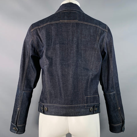 PRADA Size M Blue Indigo Cotton Denim Button Up Trucker Jacket