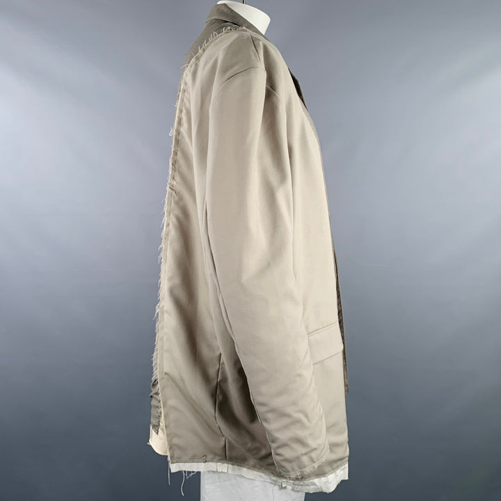 CAMIEL FORTGENS Size L Grey Taupe Color Block Cotton Raw edge Coat