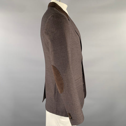 MAISON MARGIELA Size 42 Brown Blue Melange Wool Blend Sport Coat