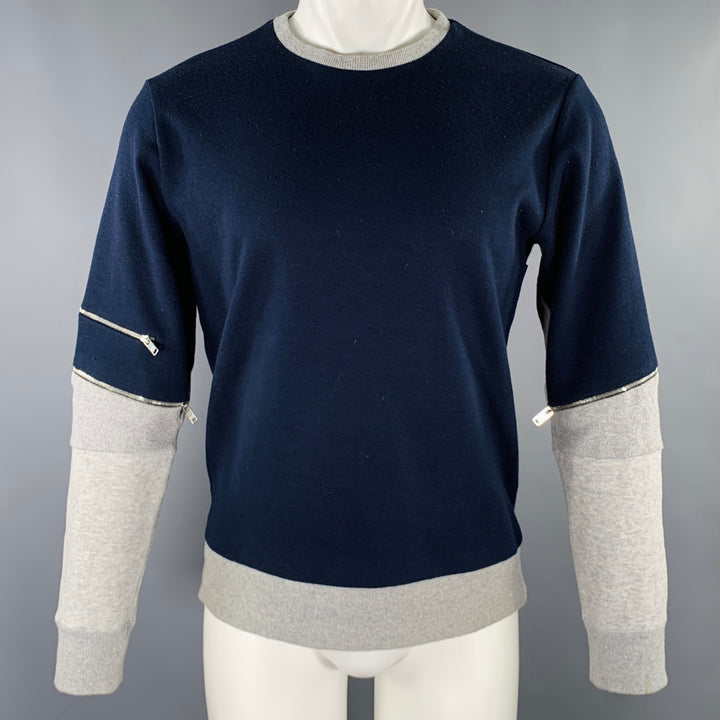 TIM COPPENS Size M Navy Grey Mixed Fabrics Acrylic Blend Sweatshirt