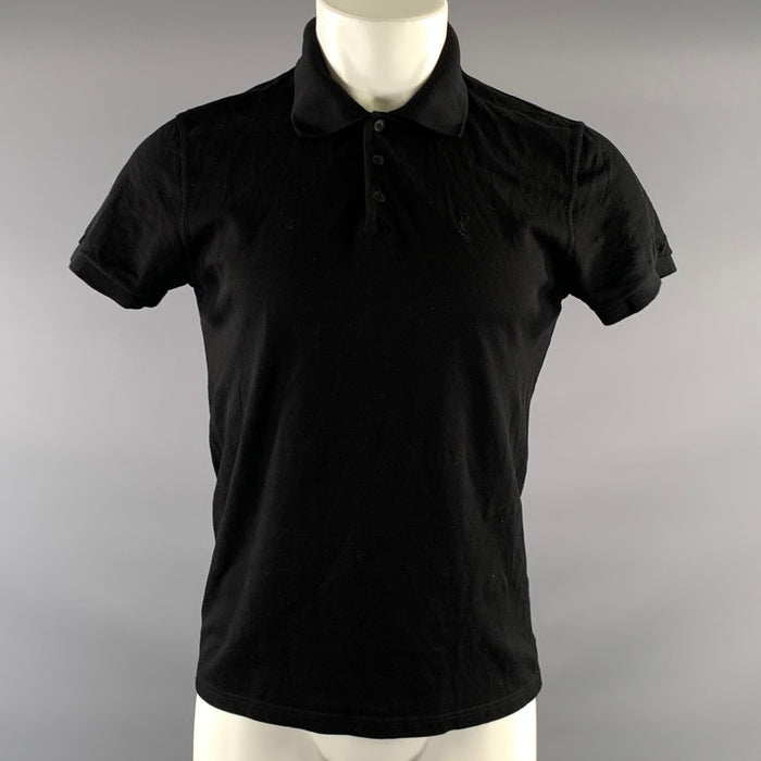 SAINT LAURENT Size XS Black Embroidery Pointed Collar Polo