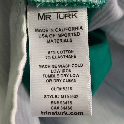 MR TURK Size 32 Green Cotton Blend Moleskin Twill Tapered Casual Pants