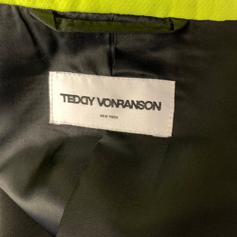 TEDDY VONRANSON Chest Size 38 Green Lime Wool Silk Peak Lapel Sport Coat