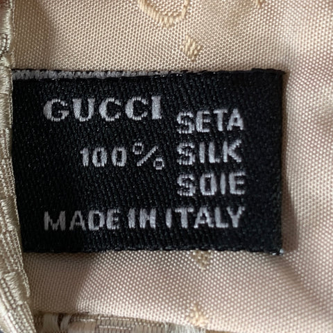 GUCCI Khaki Beige Diagonal Stripe Silk Tie