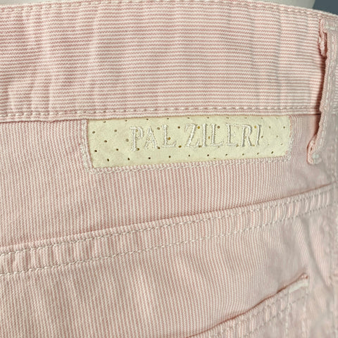 PAL ZILERI Taille 36 Pantalon décontracté en coton à rayures blanches et roses 5 poches