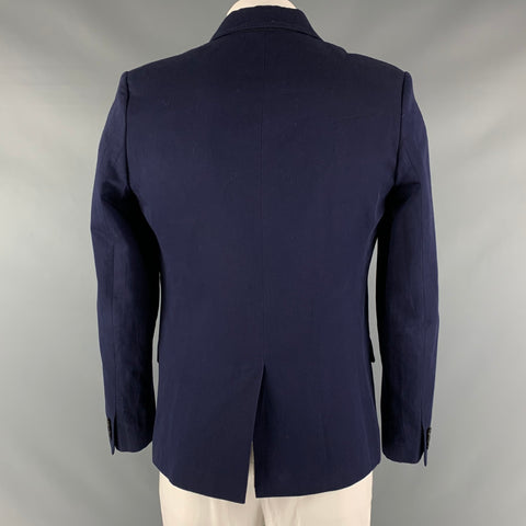 A.P.C. Size L Navy Cotton Linen Single Breasted Sport Coat
