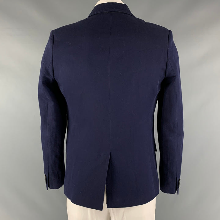 A.P.C. Size L Navy Cotton Linen Single Breasted Sport Coat