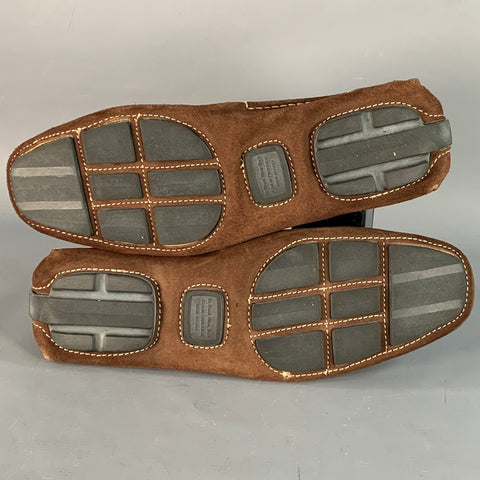 TO BOOT NY Size 10.5 Brown Silver Suede Horsebit Slip On Drivers Loafers