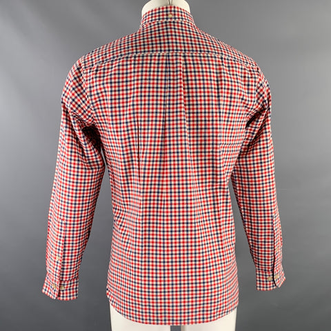 RICHARD FISCHER Size M Red White Blue Checkered Cotton Blend Long Sleeve Shirt