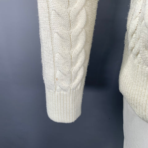 SCOTCH AND SODA Size XL Cream Cable Acrylic Crew Neck Sweater