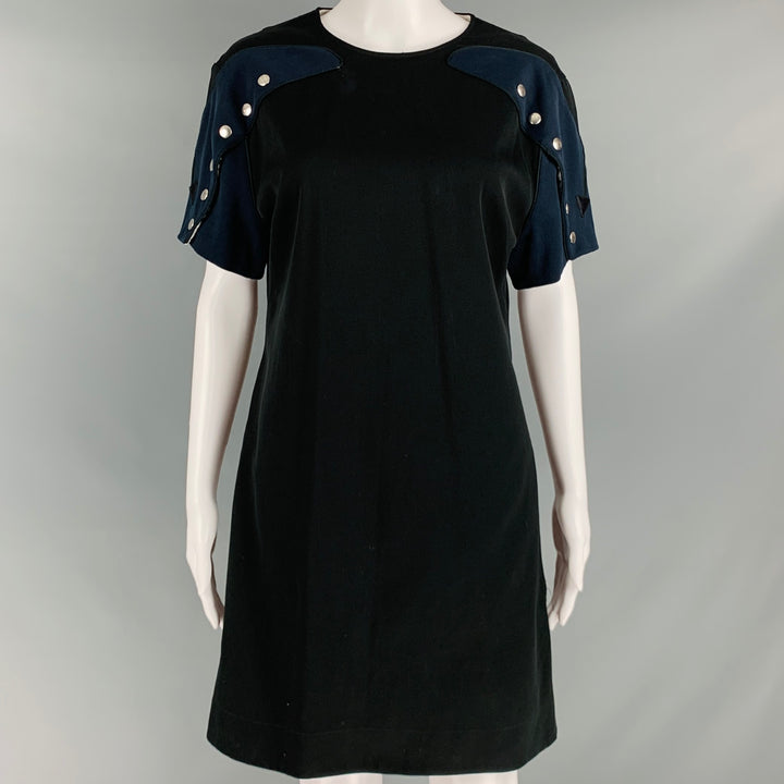 CALVIN KLEIN 205W39NYC Size 4 Black Navy Cotton Color Block Shift Dress