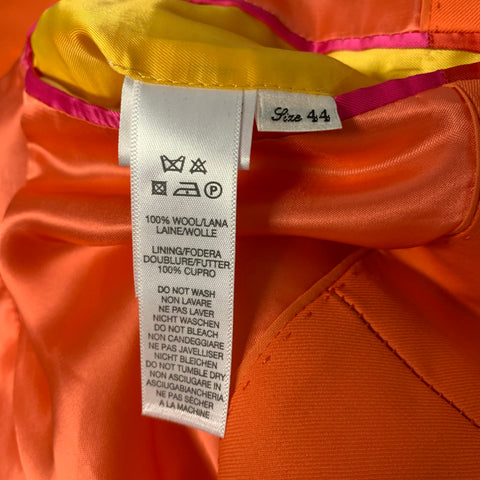 PAUL SMITH Chest Size 44 Orange Neon Wool Peak Lapel Sport Coat