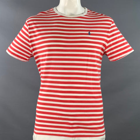 POLO by RALPH LAUREN Size L Red White Stripe Classic Fit Short Sleeve T-shirt