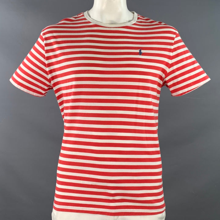 POLO by RALPH LAUREN Size L Red White Stripe Classic Fit Short Sleeve T-shirt