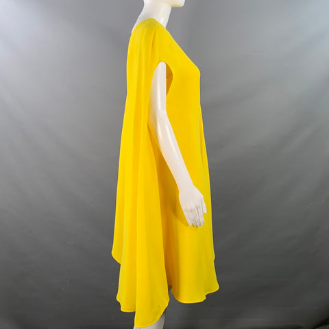 CALVIN KLEIN 205W39NYC Size 2 Yellow Silk Wool Layered Poncho Dress