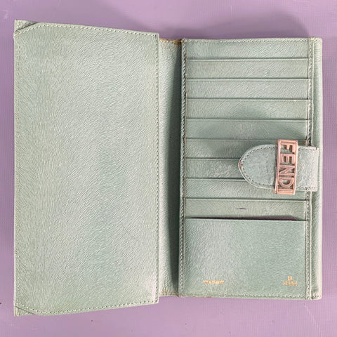 FENDI Green Embossed Leather Wallet