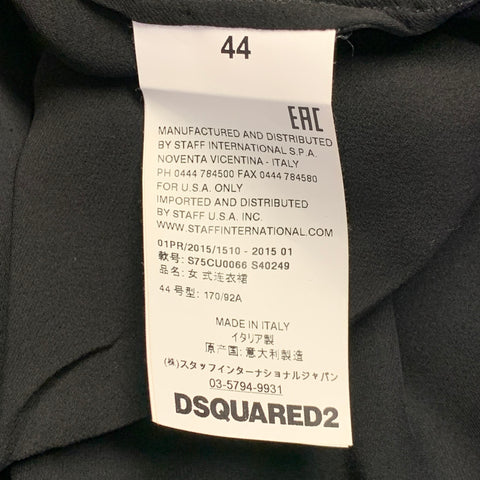 DSQUARED2 Size 8 Black Gold Silk Beaded Collarless Shirt Dress