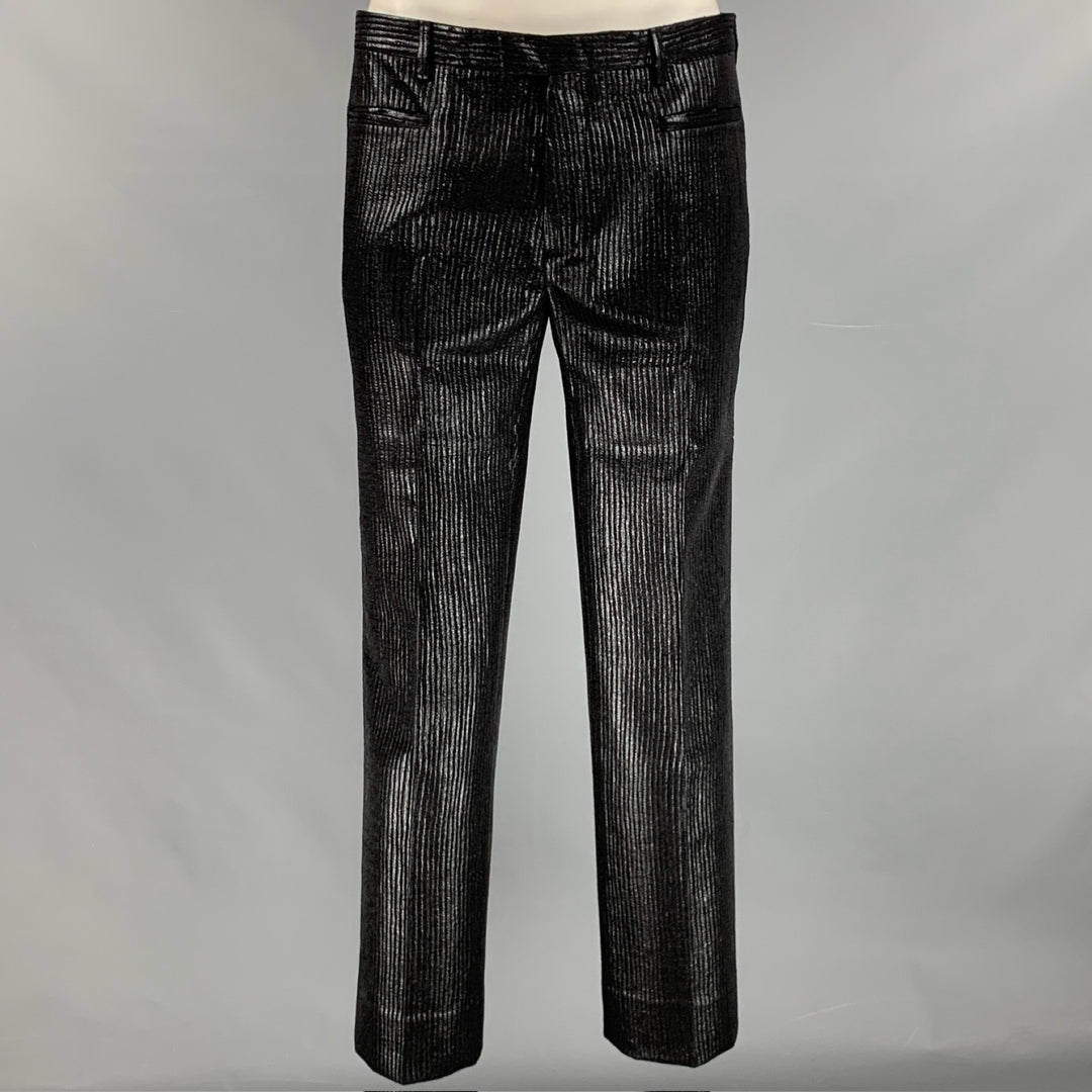 CoSTUME NATIONAL Size 42 Black Metallic Viscose Blend Peak Lapel Suit