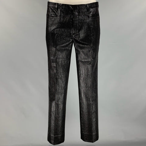 CoSTUME NATIONAL Size 42 Black Metallic Viscose Blend Peak Lapel Suit
