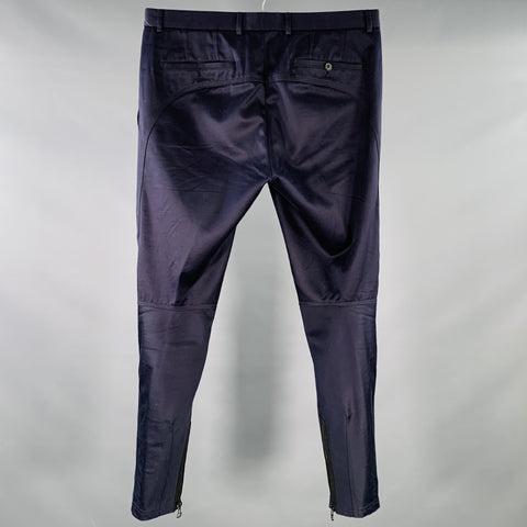 LANVIN Size 32 Navy Cotton Ankle Zip Flat Front Dress Pants