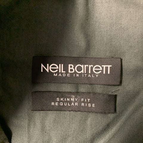 NEIL BARRETT Size 36 Grey Heather Stripe Polyester &  Wool Flat Front Dress Pants