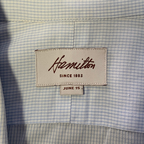 HAMILTON Size S Blue Light Blue Plaid Cotton Spread Collar Long Sleeve Shirt