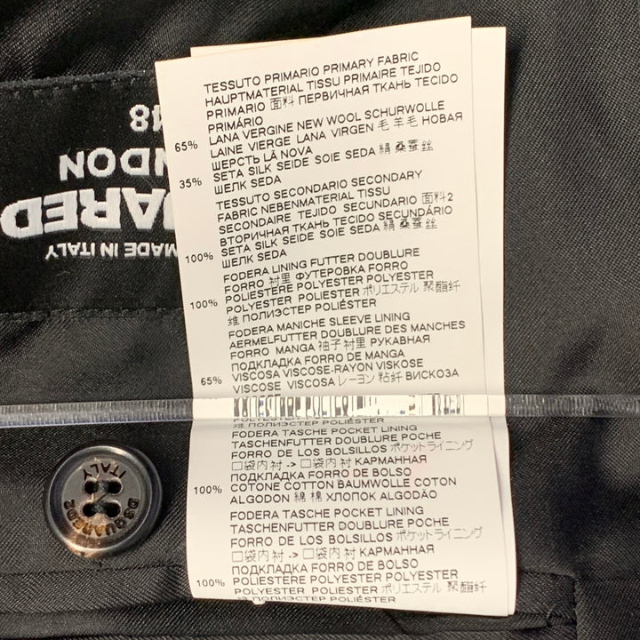 DSQUARED2 Size 38 Black Wool Silk Rhinestone Studded Peak Lapel Sport Coat