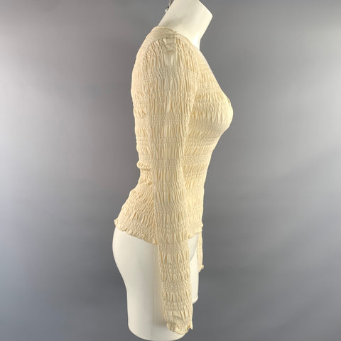 FRAME Size XS Cream Viscose Pleated Casual Top