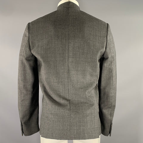 DIOR HOMME Chest Size 40 Grey Black Heather Wool Nehru Collar Sport Coat
