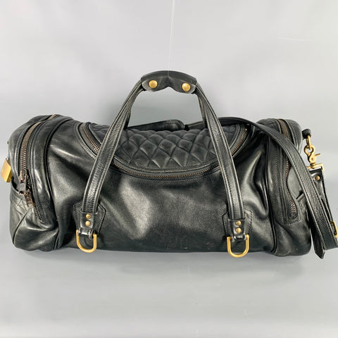 JOHNSON LEATHERS Black Quilted Leather Duffle Bag