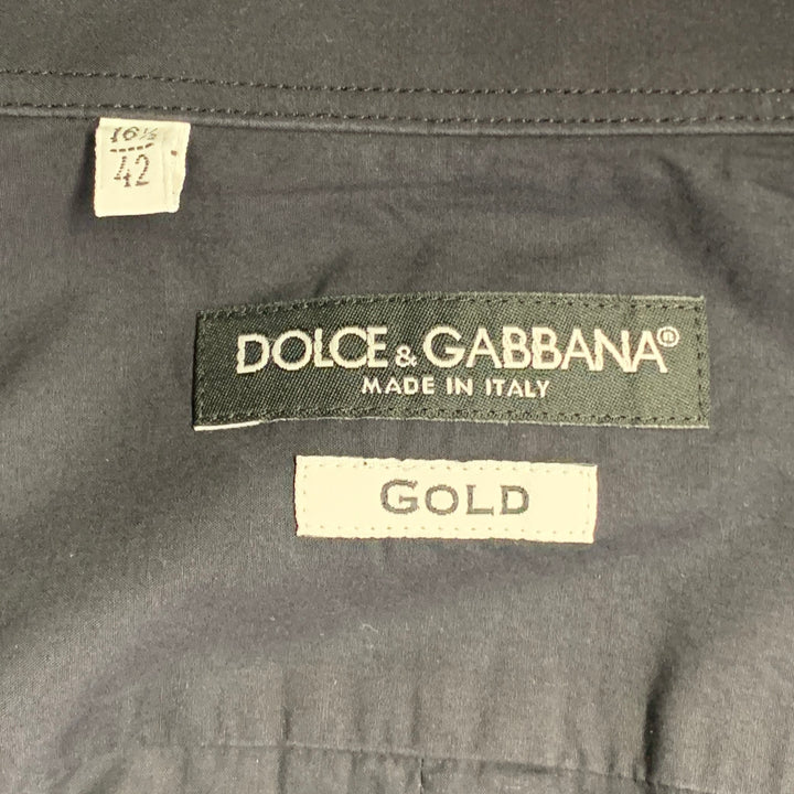 DOLCE & GABBANA Size L Black Cotton Button Up Long Sleeve Shirt
