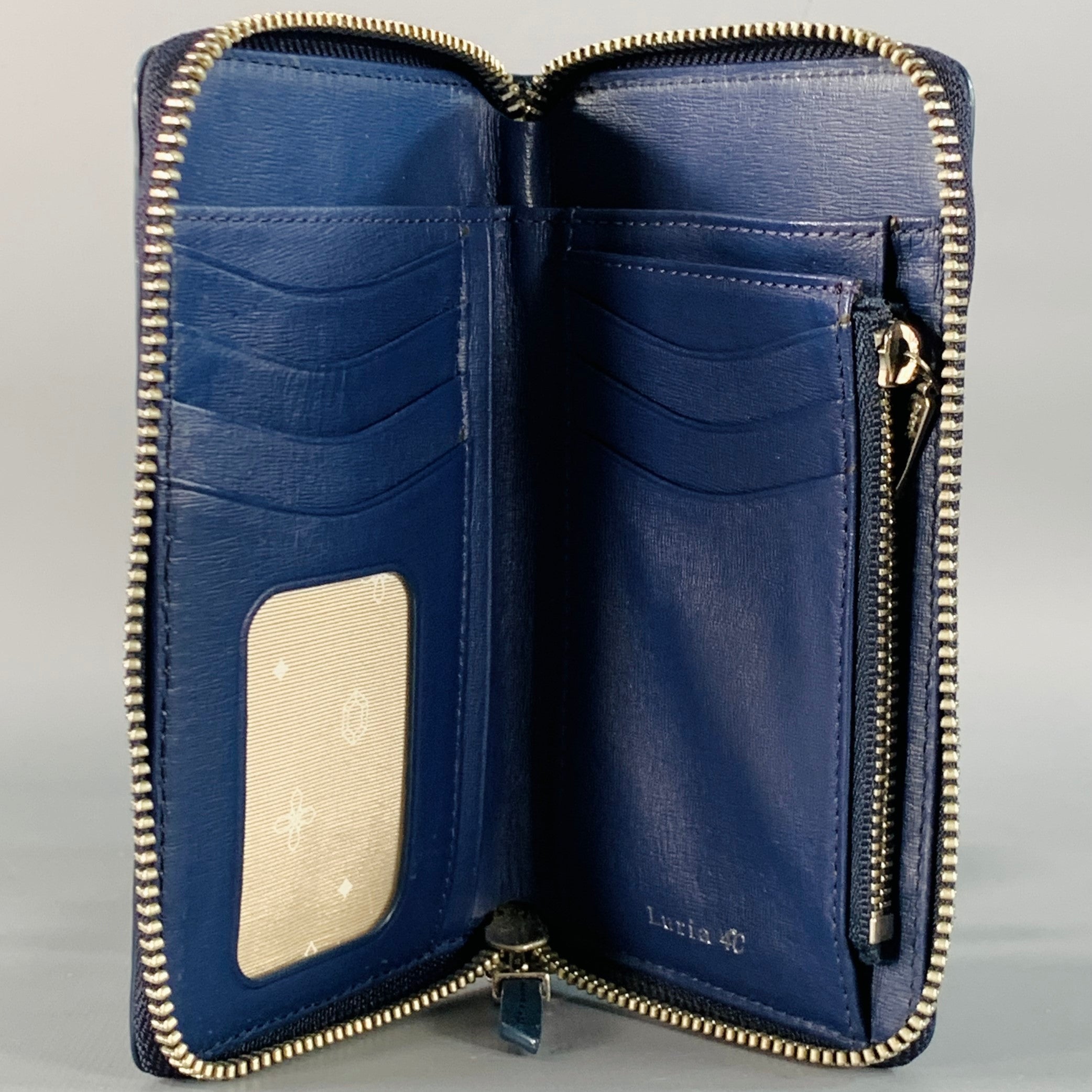 LURIA 4C Navy Textured Leather Zip Around Wallet – Sui Generis