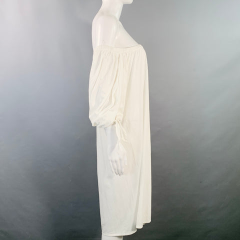 YVES SAINT LAURENT Size S White Cotton Jersey Off Shoulder Dress