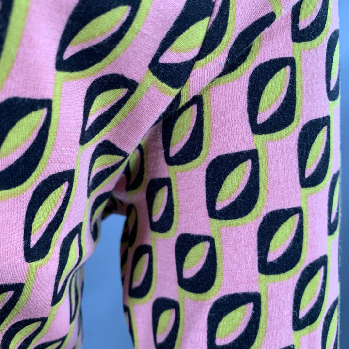 MAX MARA Size XL Pink Black Yellow Viscose Blend Abstract Wrap Dress