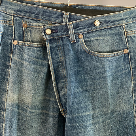 R13 Size 30 Blue Wash Cotton Button Fly Jeans