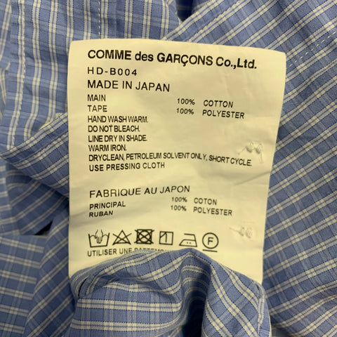 Chemise à manches longues en coton à carreaux bleus et blancs COMME des GARCONS HOMME Taille XS
