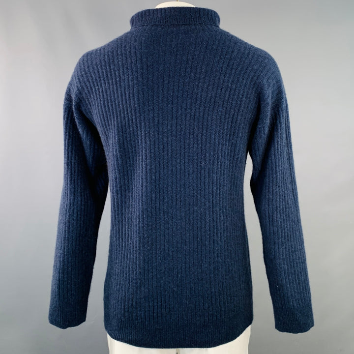 MARGARET HOWELL Size XL Navy Cashmere Rib Knit High Neck Sweater