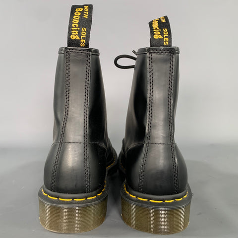 DR. MARTENS Size 10 Black Shimmery Leather Ankle Boots