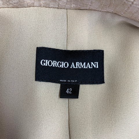 GIORGIO ARMANI Size 6 Beige Single Breasted Jacquard Suit