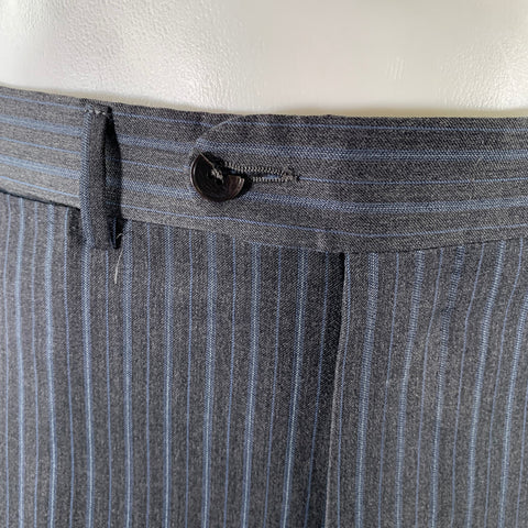 ERMENEGILDO ZEGNA Size 42 Grey Blue Stripe Wool Notch Lapel Suit