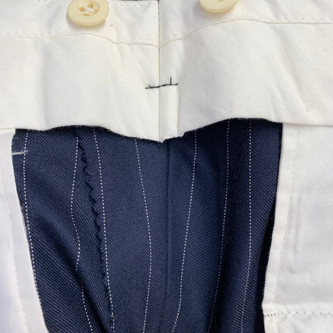 RALPH LAUREN Size 38 Regular Navy White Stripe Wool Notch Lapel Suit