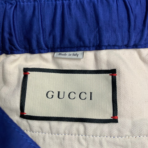 GUCCI 2019 Size 30 Blue Red Stripe Viscose Linen Joggers Casual Pants