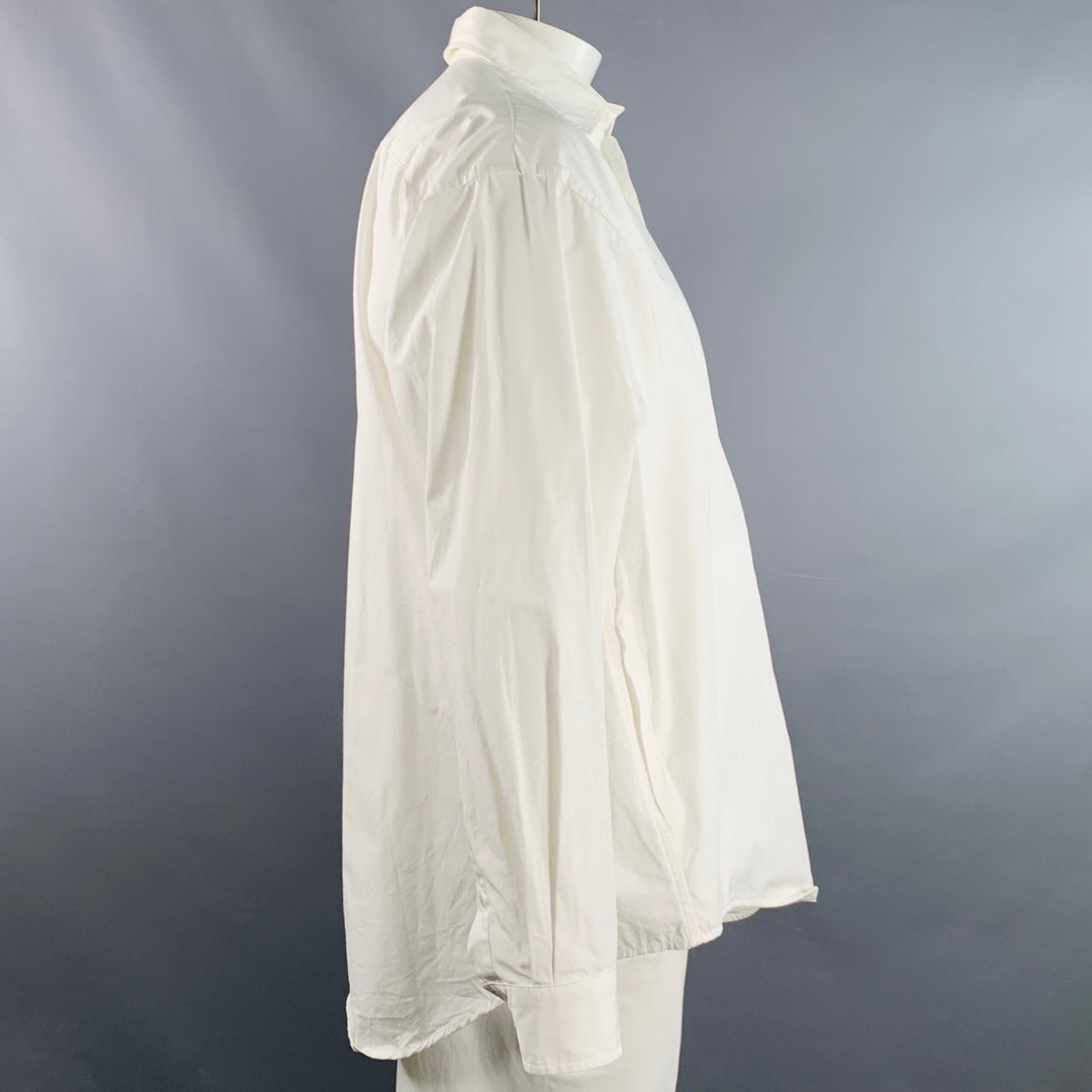 EVISTUB Size L White Cotton Oversized Long Sleeve Shirt