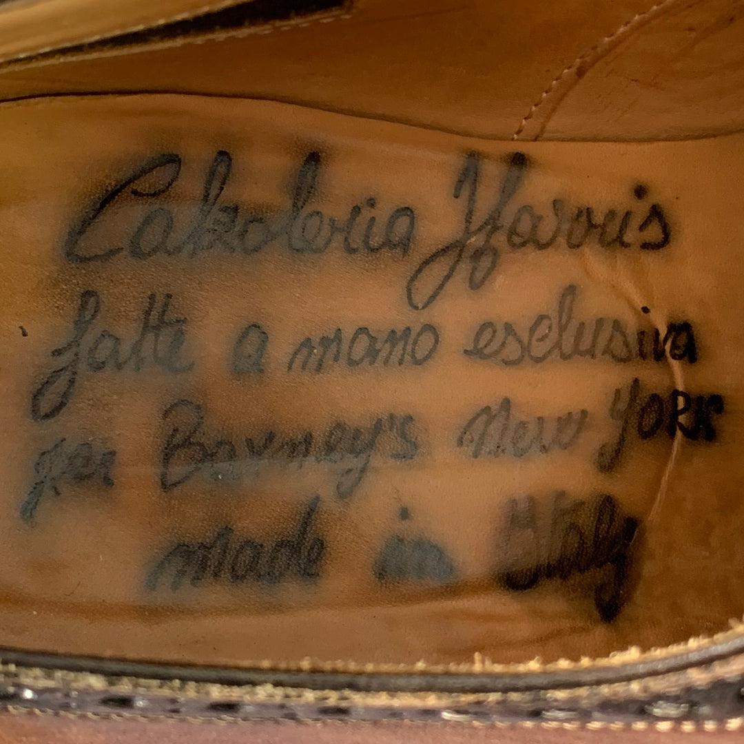 CALZOLERIA HARRIS Size 11 Brown Taupe Leather Wingtip Derby Lace-Up Shoes
