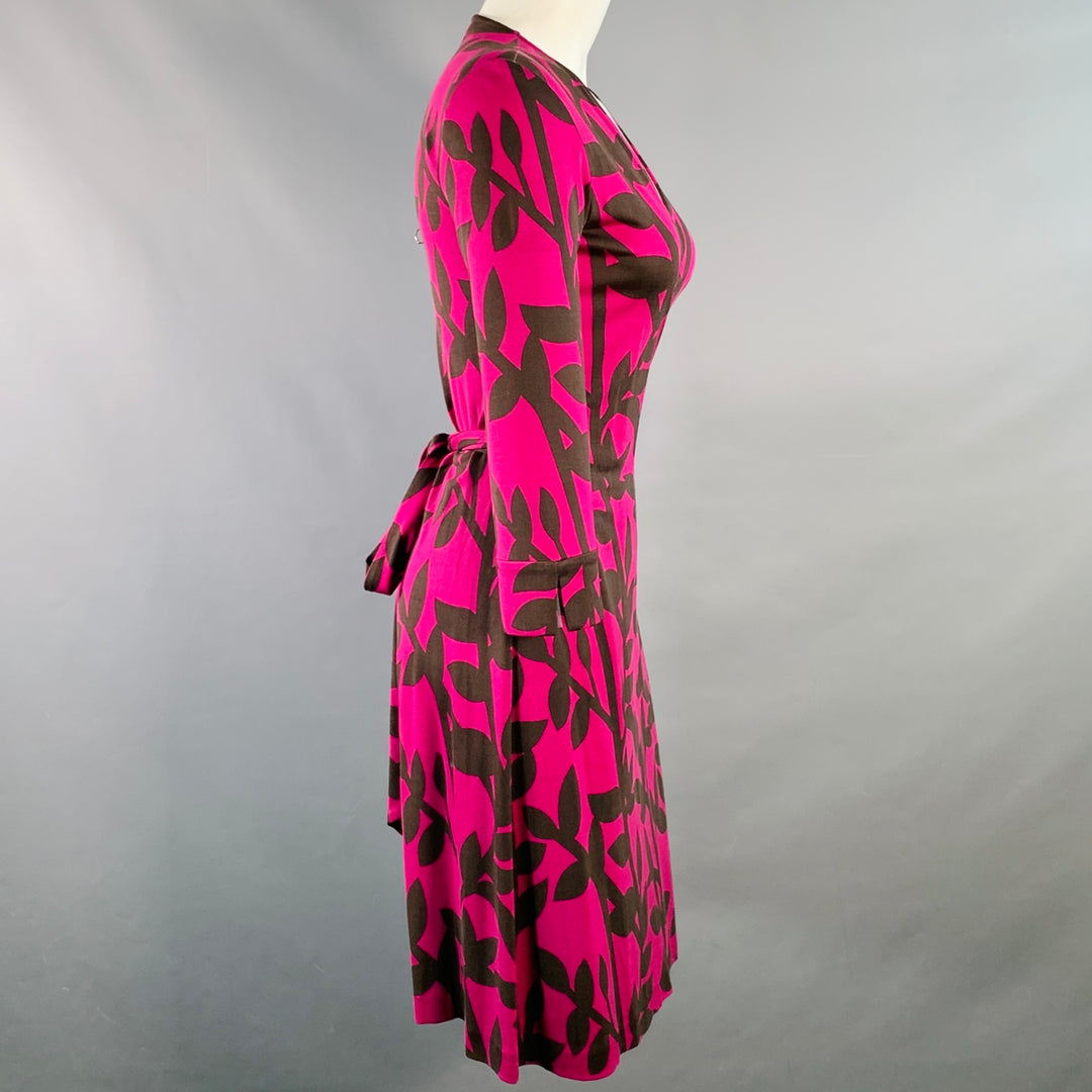 light brown suede dress DIANE VON FURSTENBERG Size M Brown Magenta Silk Abstract Floral Wrap D –  Sui Generis Designer Consignment
