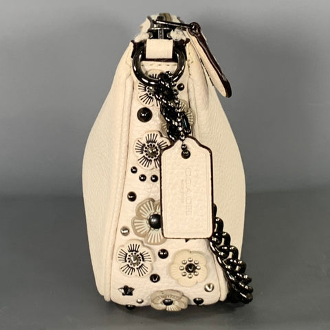 COACH Cream Gunmetal Pebble Grain Leather Handbag & Leather Goods